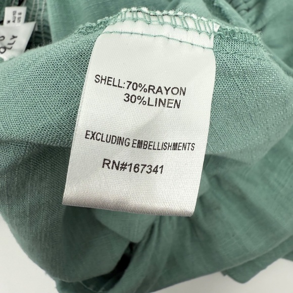 Hello Molly Romper Women Medium NEW Green Linen Blend Halter Sleeveless Short - Picture 8 of 14